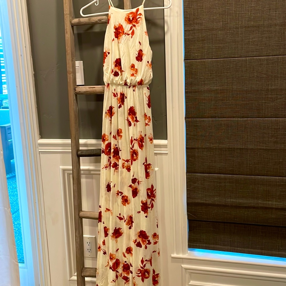 Lush - cream and floral maxi dress
